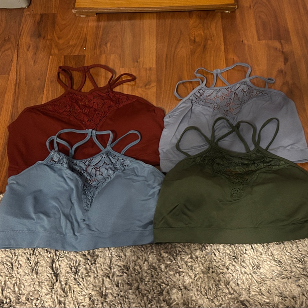 Zenana Outfitters Lace Bralette Set - Blue, Red, Green